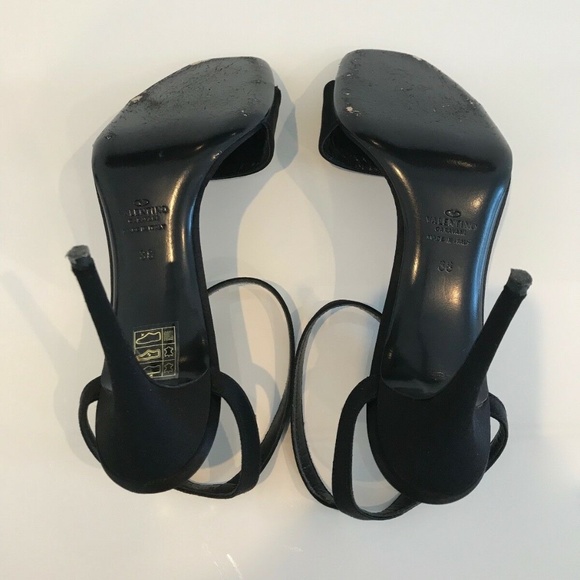 VALENTINO GARAVANI BLACK SATIN CRYSTAL ART DECO SANDALS SIZE IT 38 / US 8 - Picture 16 of 16